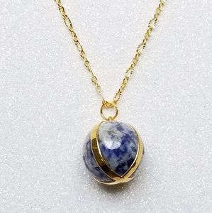 COPY - Sodalite sphere gold elactroplated chain necklace